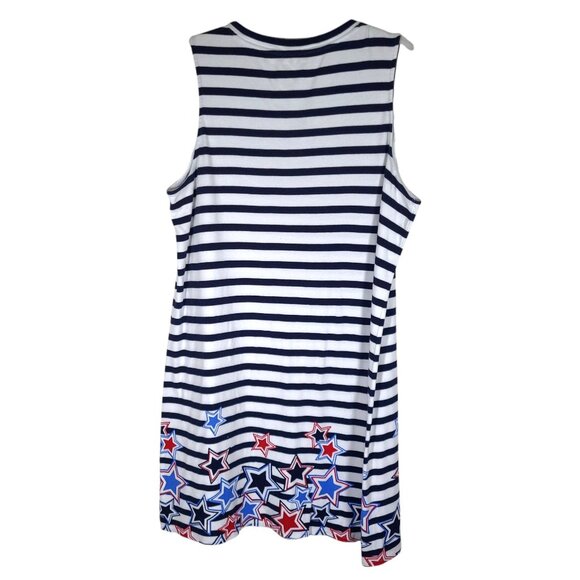Kim Rogers - Women's Size XL - Tank Top - Blue & White Striped With Stars - Picture 2 of 10